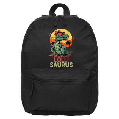 Lollisaurus Dino Dinosaur Lolli Saurus T Rex Funny Trex 16 in Basic Backpack