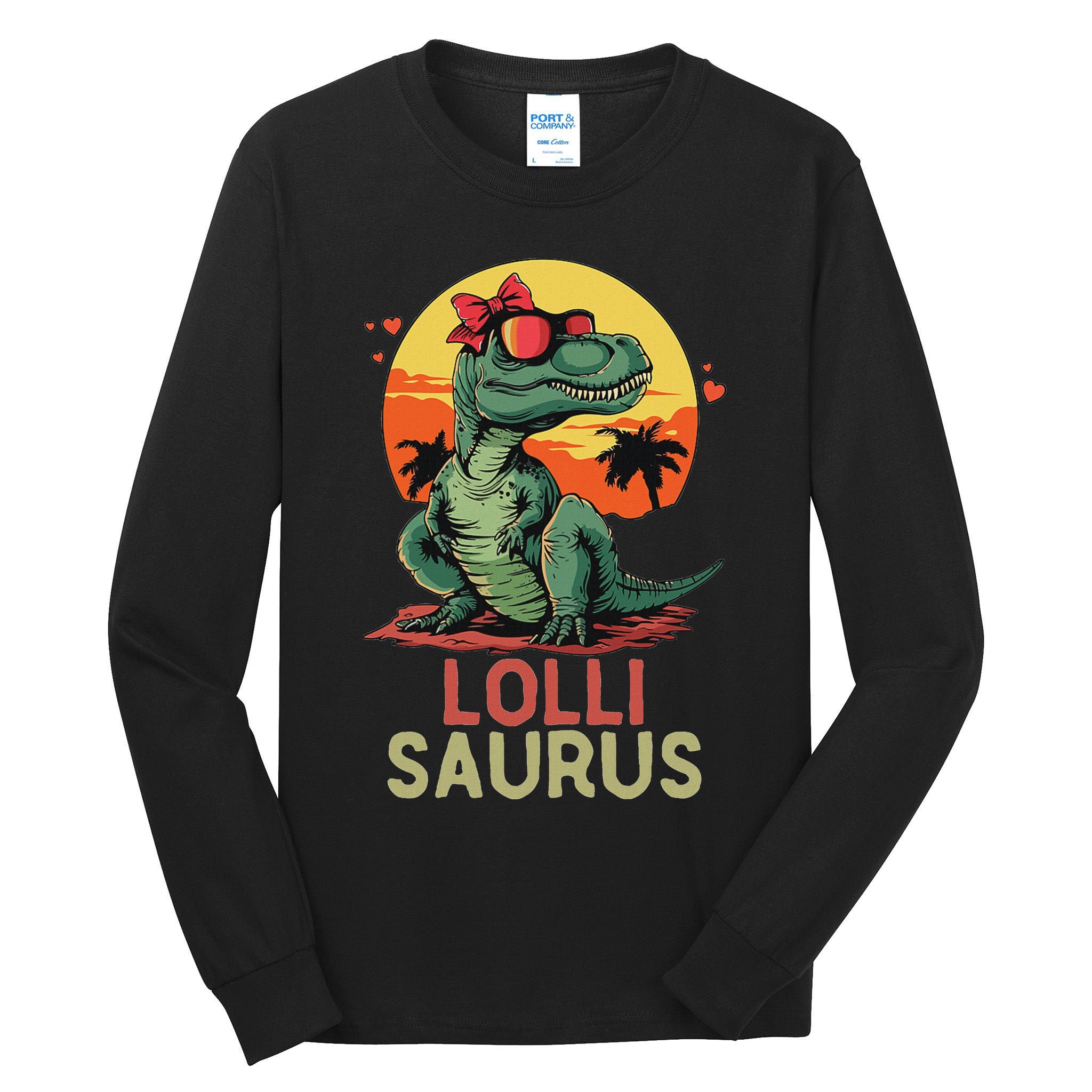 Lollisaurus Dino Dinosaur Lolli Saurus T Rex Funny Trex Tall Long Sleeve T-Shirt