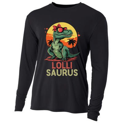 Lollisaurus Dino Dinosaur Lolli Saurus T Rex Funny Trex Cooling Performance Long Sleeve Crew
