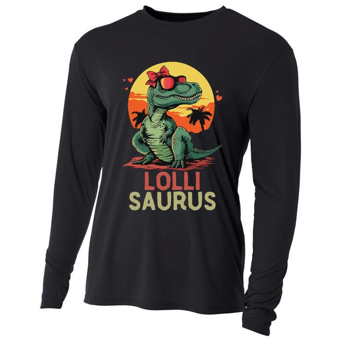 Lollisaurus Dino Dinosaur Lolli Saurus T Rex Funny Trex Cooling Performance Long Sleeve Crew