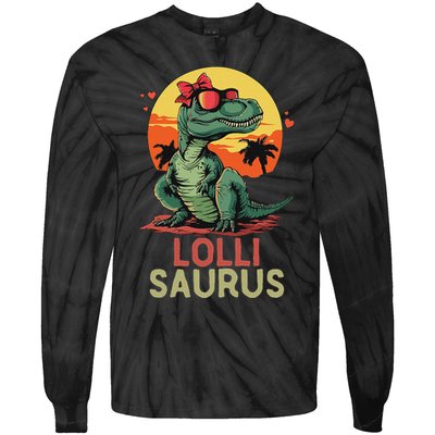 Lollisaurus Dino Dinosaur Lolli Saurus T Rex Funny Trex Tie-Dye Long Sleeve Shirt
