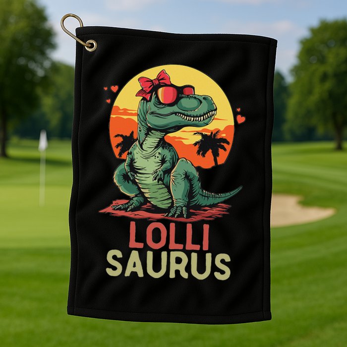 Lollisaurus Dino Dinosaur Lolli Saurus T Rex Funny Trex Golf Towel