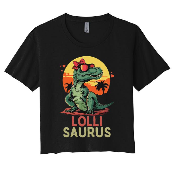 Lollisaurus Dino Dinosaur Lolli Saurus T Rex Funny Trex Crop Top
