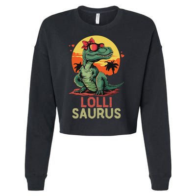 Lollisaurus Dino Dinosaur Lolli Saurus T Rex Funny Trex Cropped Pullover Crew
