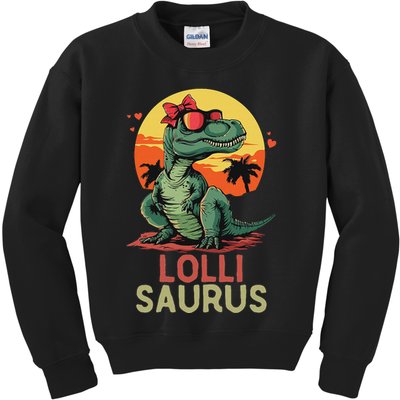 Lollisaurus Dino Dinosaur Lolli Saurus T Rex Funny Trex Kids Sweatshirt