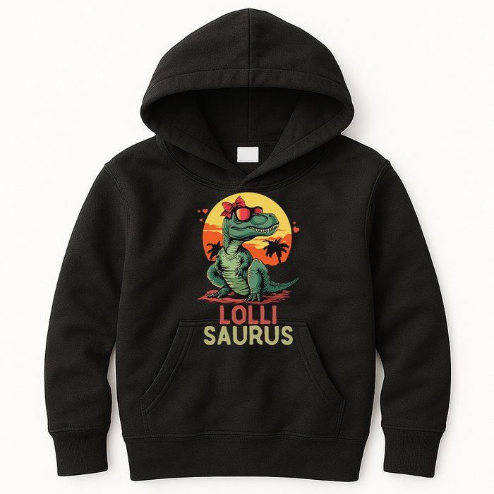 Lollisaurus Dino Dinosaur Lolli Saurus T Rex Funny Trex Kids Hoodie