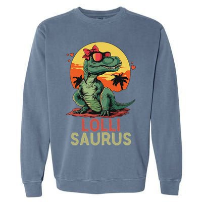 Lollisaurus Dino Dinosaur Lolli Saurus T Rex Funny Trex Garment-Dyed Sweatshirt