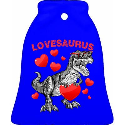 Lovesaurus Dino Dinosaur Valentines Day Gift Ceramic Bell Ornament