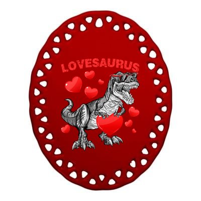 Lovesaurus Dino Dinosaur Valentines Day Gift Ceramic Oval Ornament