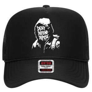 Luigi Defend Depose Deny High Crown Mesh Back Trucker Hat