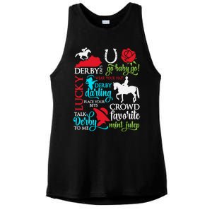 Lucky Derby Darling Horse Race Horsing Ladies PosiCharge Tri-Blend Wicking Tank