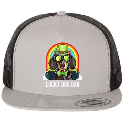 Lucky Dachshund Dog Dad St Patricks Day Flat Bill Trucker Hat