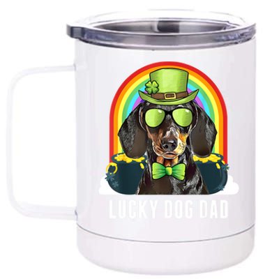 Lucky Dachshund Dog Dad St Patricks Day 12 oz Stainless Steel Tumbler Cup