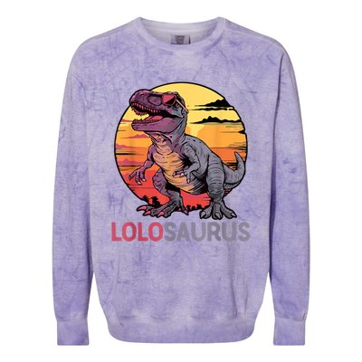 Lolosaurus Dino Dinosaur Lolosaurus Trex Funny Trex Colorblast Crewneck Sweatshirt