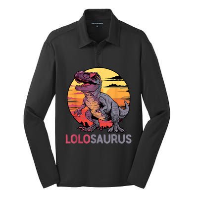 Lolosaurus Dino Dinosaur Lolosaurus Trex Funny Trex Silk Touch Performance Long Sleeve Polo