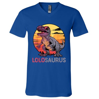 Lolosaurus Dino Dinosaur Lolosaurus Trex Funny Trex V-Neck T-Shirt