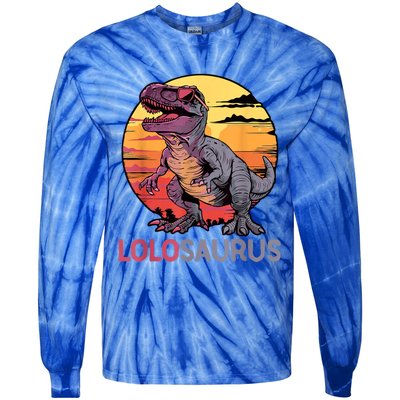 Lolosaurus Dino Dinosaur Lolosaurus Trex Funny Trex Tie-Dye Long Sleeve Shirt