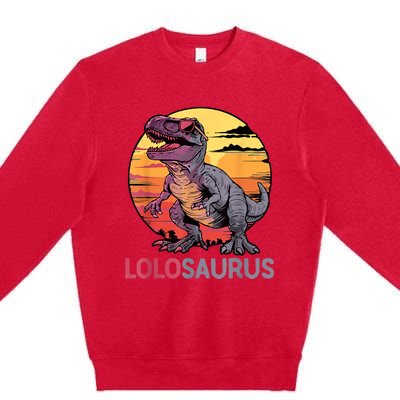 Lolosaurus Dino Dinosaur Lolosaurus Trex Funny Trex Premium Crewneck Sweatshirt