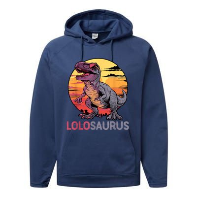 Lolosaurus Dino Dinosaur Lolosaurus Trex Funny Trex Performance Fleece Hoodie