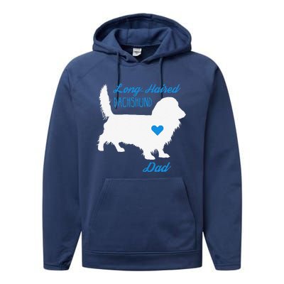 LongHaired Dachshund Dad Fathers Day Wiener Dog Performance Fleece Hoodie