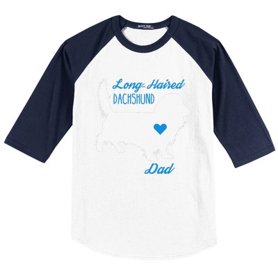 LongHaired Dachshund Dad Fathers Day Wiener Dog Baseball Sleeve Shirt