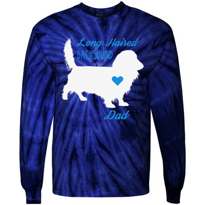 LongHaired Dachshund Dad Fathers Day Wiener Dog Tie-Dye Long Sleeve Shirt