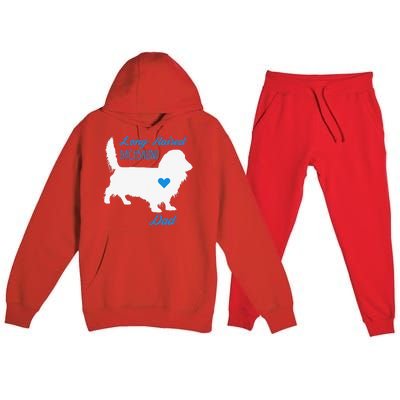 LongHaired Dachshund Dad Fathers Day Wiener Dog Premium Hooded Sweatsuit Set