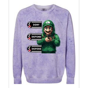 Luigi Deny Defend Depose Colorblast Crewneck Sweatshirt