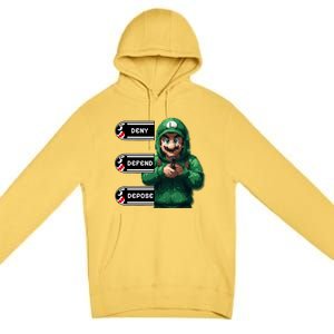 Luigi Deny Defend Depose Premium Pullover Hoodie