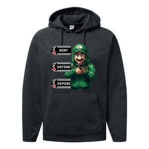 Luigi Deny Defend Depose Performance Fleece Hoodie