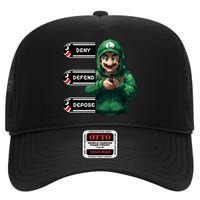 Luigi Deny Defend Depose High Crown Mesh Back Trucker Hat