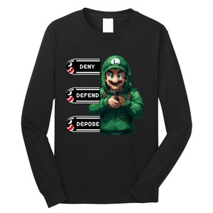 Luigi Deny Defend Depose Long Sleeve Shirt