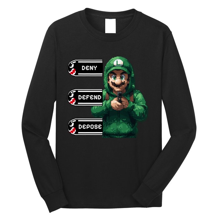 Luigi Deny Defend Depose Long Sleeve Shirt