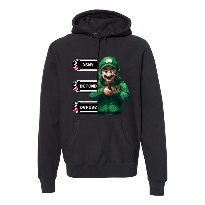 Luigi Deny Defend Depose Premium Hoodie