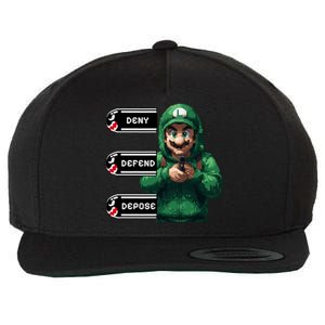 Luigi Deny Defend Depose Wool Snapback Cap