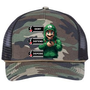 Luigi Deny Defend Depose Retro Rope Trucker Hat Cap