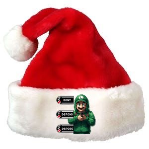 Luigi Deny Defend Depose Premium Christmas Santa Hat