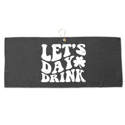 Let's Day Drink Funny Cute St Patricks Day Drinking Beer Large Microfiber Waffle Golf Towel