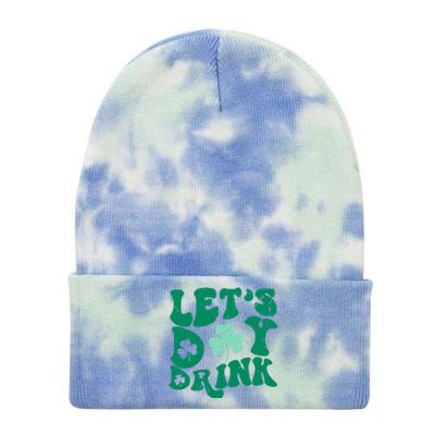 Lets Day Drink Groovy Vintage St Patricks Day Lucky Tie Dye 12in Knit Beanie