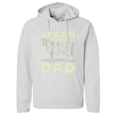 Legen Dairy Dad Cow Farmer Father's Day Performance Fleece Hoodie