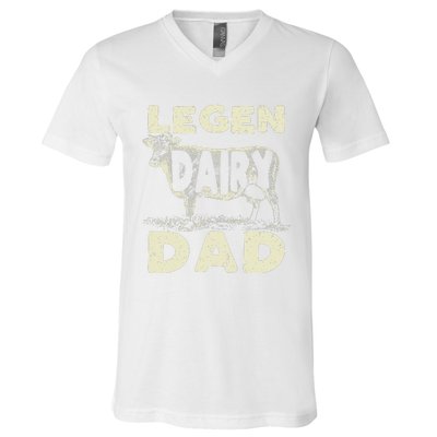 Legen Dairy Dad Cow Farmer Father's Day V-Neck T-Shirt