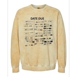 Library Due Date Librarian Date Due Colorblast Crewneck Sweatshirt