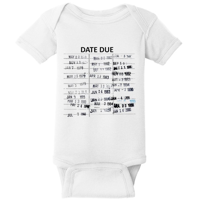 Library Due Date Librarian Date Due Baby Bodysuit