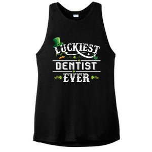 Luckiest Dentist Ever Shamrock Leprechaun Hat St Patrick Day Cute Gift Ladies PosiCharge Tri-Blend Wicking Tank