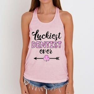 Luckiest Dentist Ever Cute Gift Funny St Patrick Day Gift Women's Knotted Racerback Tank