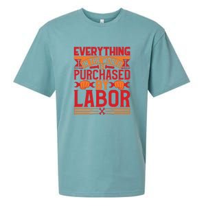 Labor Day Everything In The World Purchased By Labor Gift Sueded Cloud Jersey T-Shirt