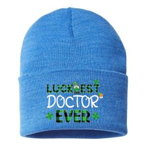 Luckiest Doctor Ever St Patricks Day Doctor Gift Cool Gift Sustainable Knit Beanie