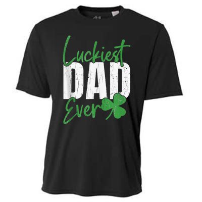 Luckiest Dad Ever Funny Saint Patricks Day Irish Culture Cooling Performance Crew T-Shirt