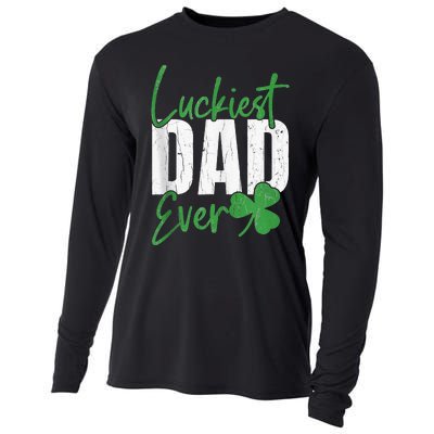 Luckiest Dad Ever Funny Saint Patricks Day Irish Culture Cooling Performance Long Sleeve Crew