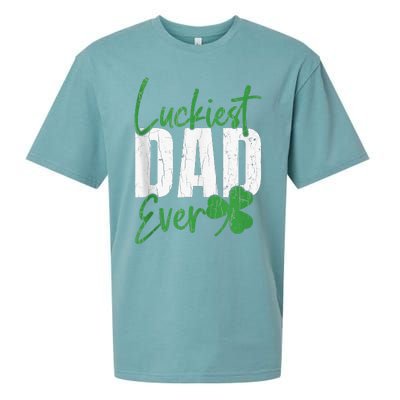 Luckiest Dad Ever Funny Saint Patricks Day Irish Culture Sueded Cloud Jersey T-Shirt